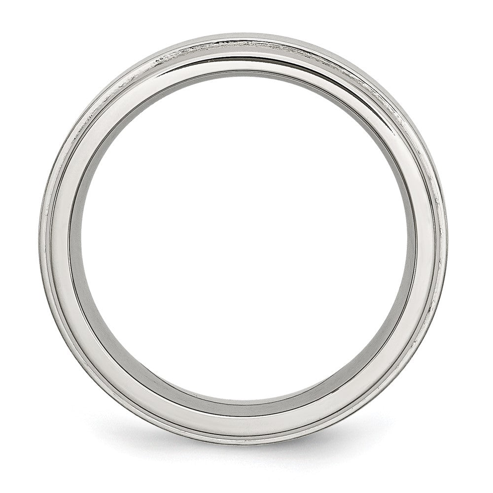 Chisel Stainless Steel Polished with Brushed Center 8mm Ridged Edge Band