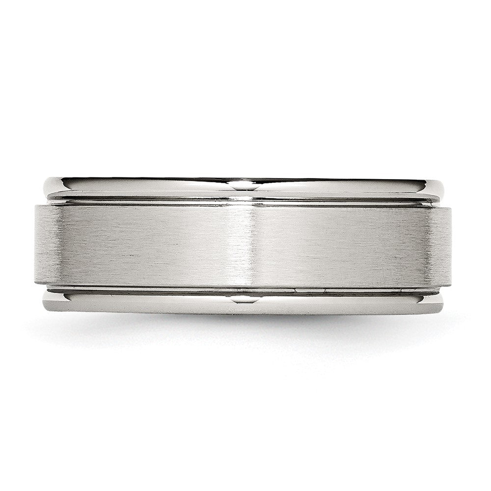 Chisel Stainless Steel Polished with Brushed Center 8mm Ridged Edge Band