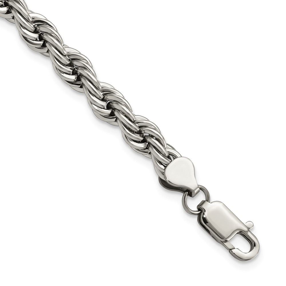 Chisel Stainless Steel Polished 7mm 9 inch Rope Bracelet