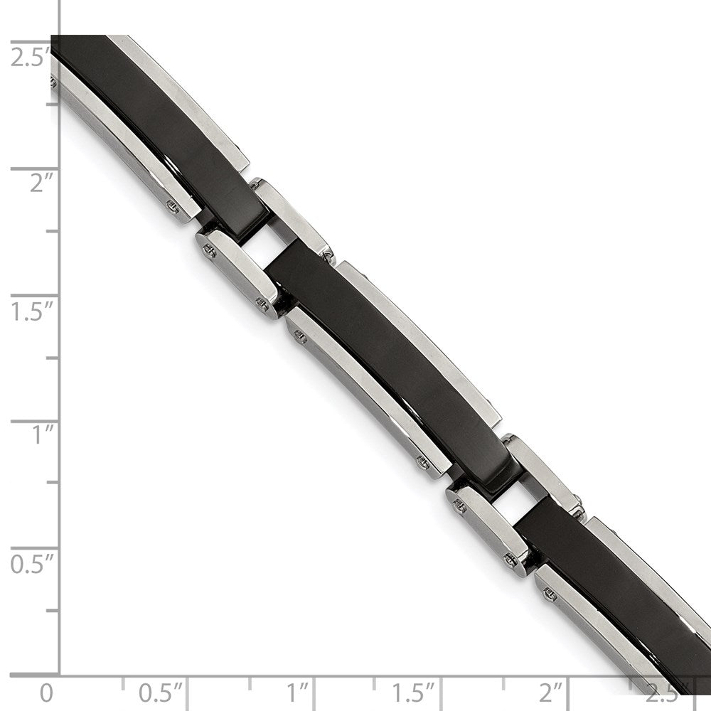 Chisel Stainless Steel Polished Black IP-plated 8.5 inch Link Bracelet