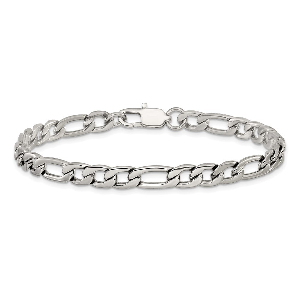 Chisel Stainless Steel Polished 6mm 8 inch Figaro Chain Bracelet