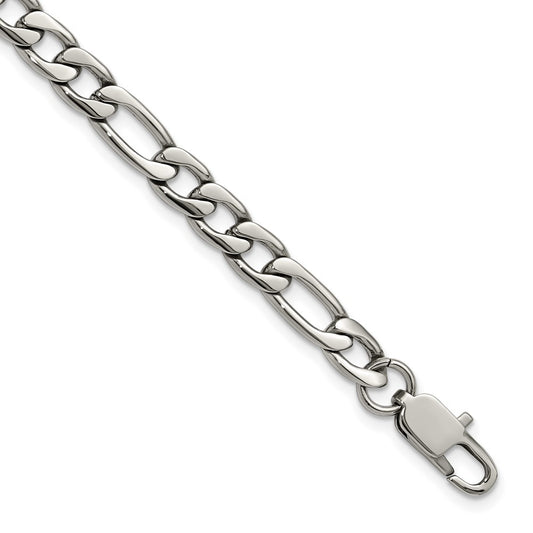 Chisel Stainless Steel Polished 6mm 8 inch Figaro Chain Bracelet