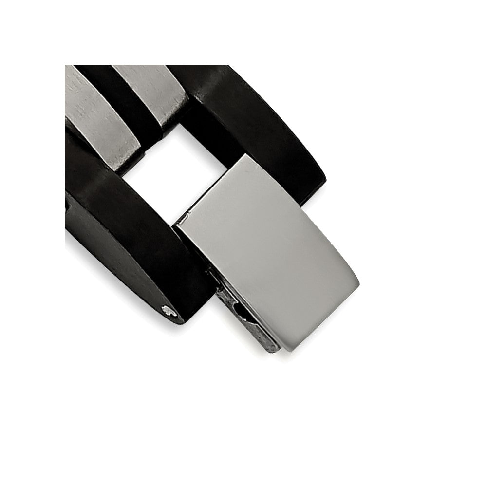 Chisel Stainless Steel Brushed with Black Rubber Inlay Black IP-plated Edges 8.25 inch Bracelet