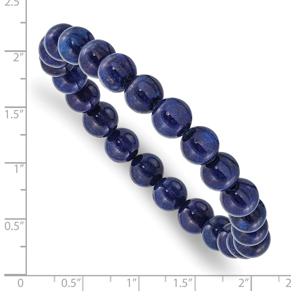 Chisel 8mm Blue Nephrite Beaded Stretch Bracelet