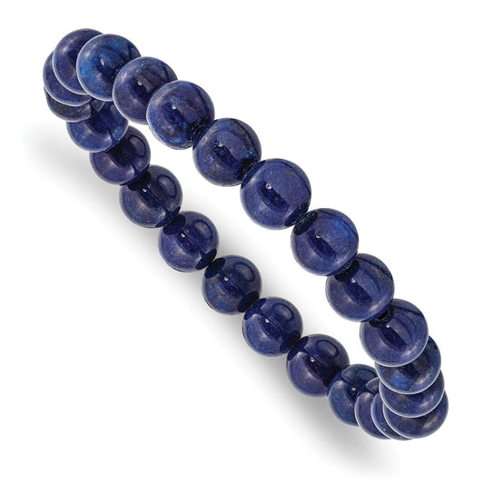 Chisel 8mm Blue Nephrite Beaded Stretch Bracelet