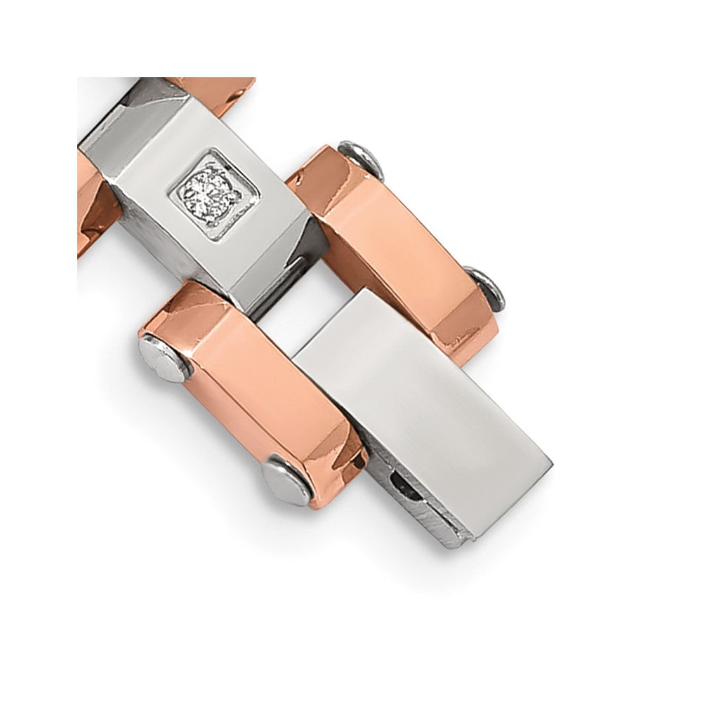 Chisel Stainless Steel Polished Rose IP-plated with 1/5 carat Diamond 8.75 inch Bracelet