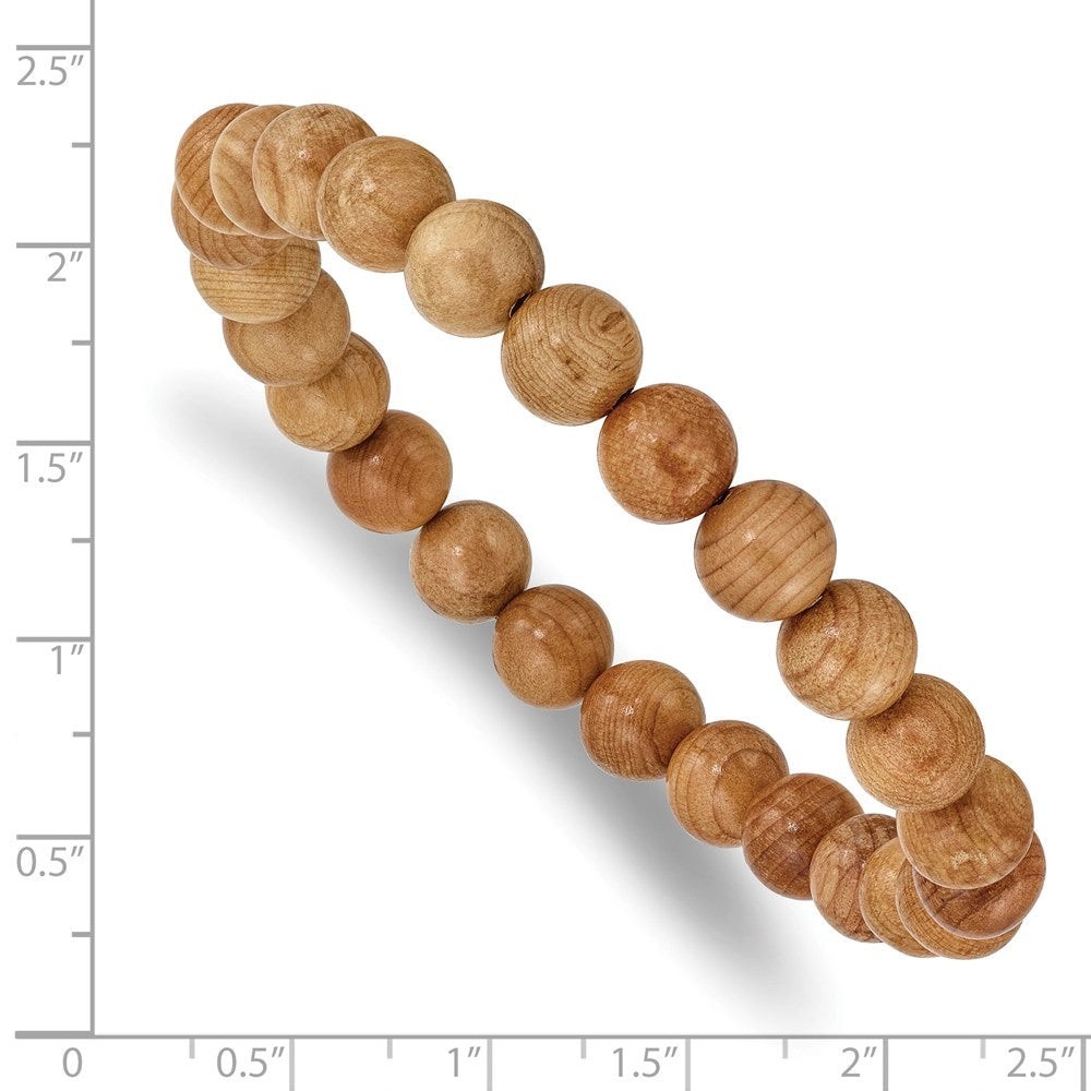 Chisel 8mm Taxus Chinesis Wood Beaded Stretch Bracelet