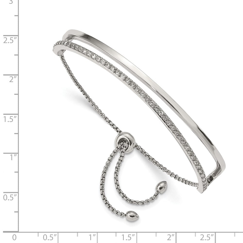 Chisel Stainless Steel Polished with Crystals Adjustable Bangle Bracelet
