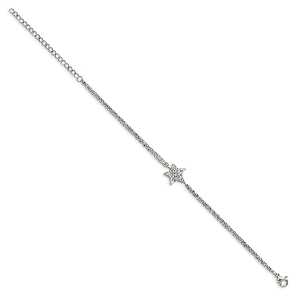 Chisel Stainless Steel Polished with CZ Star 6.25 inch Bracelet with 2 inch Extension