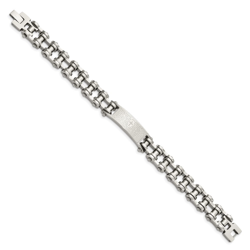 Chisel Stainless Steel Polished Spanish Lord's Prayer 9 inch Link ID Bracelet