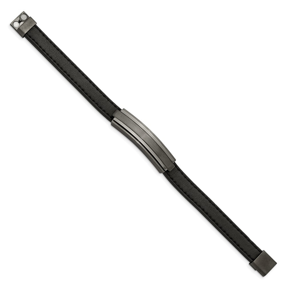 Chisel Stainless Steel Brushed and Polished Gun Metal IP-plated Black Rubber 8.5 inch Bracelet