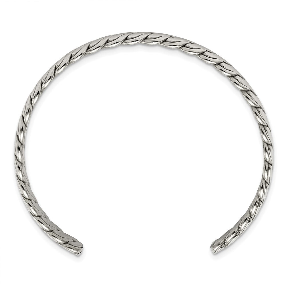 Chisel Stainless Steel Polished Twisted 6.5mm Cuff Bangle