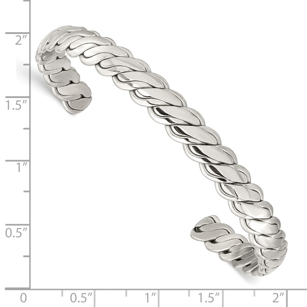Chisel Stainless Steel Polished Twisted 6.5mm Cuff Bangle