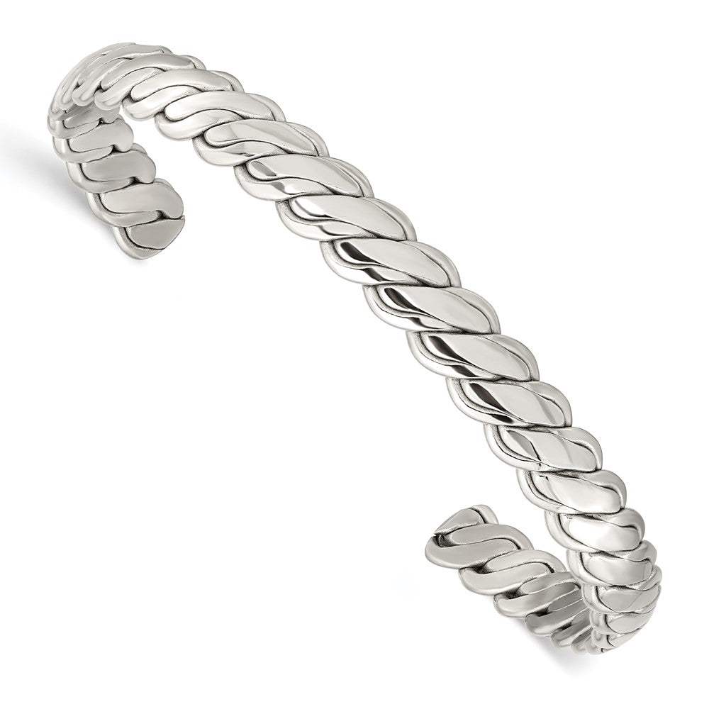 Chisel Stainless Steel Polished Twisted 6.5mm Cuff Bangle
