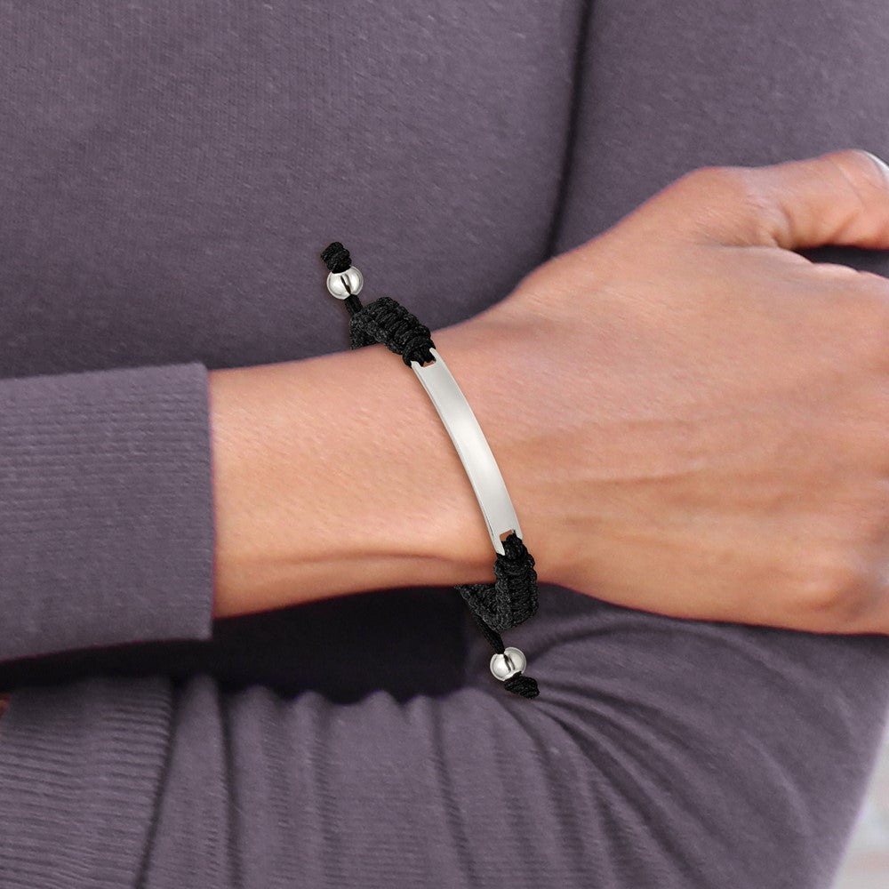 Chisel Stainless Steel Polished Black Nylon Adjustable ID Bracelet