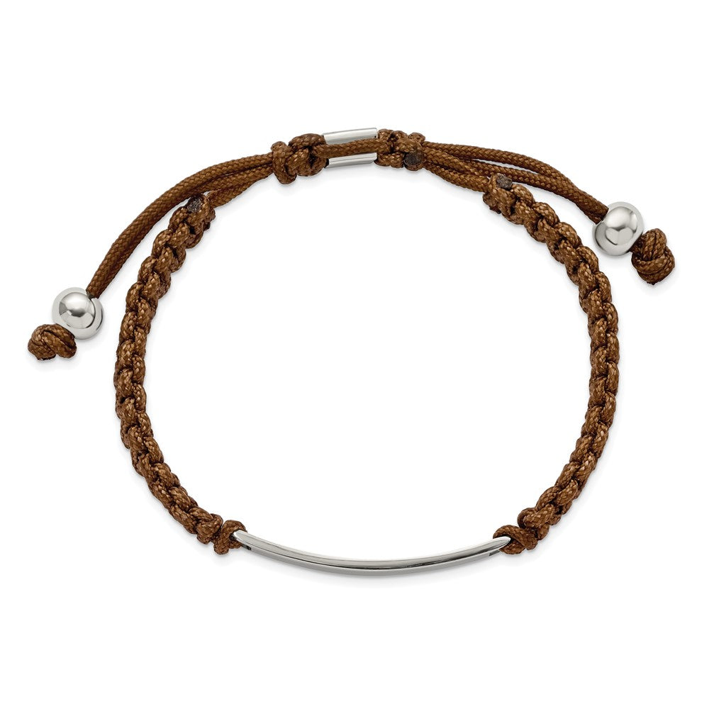 Chisel Stainless Steel Polished Brown Nylon Adjustable ID Bracelet
