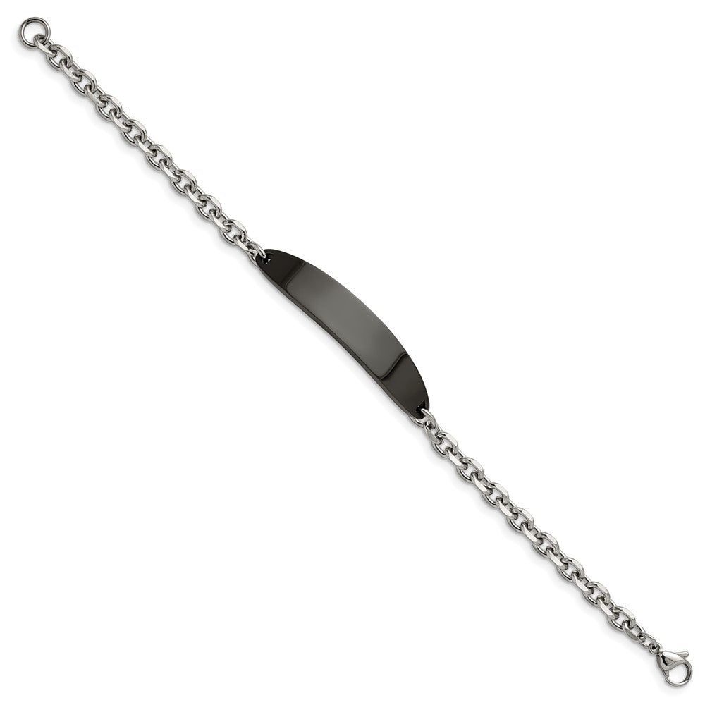 Chisel Stainless Steel Polished Cable Chain Black IP-plated 8 inch ID Bracelet