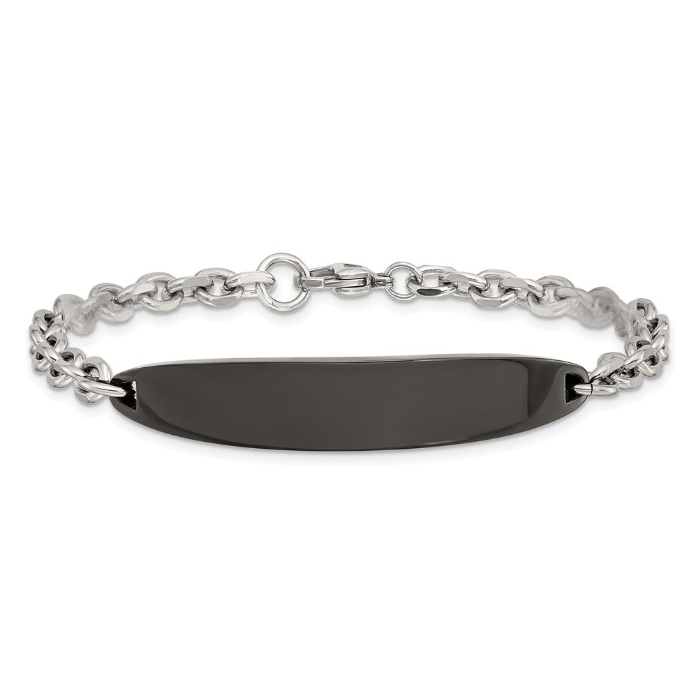Chisel Stainless Steel Polished Cable Chain Black IP-plated 8 inch ID Bracelet