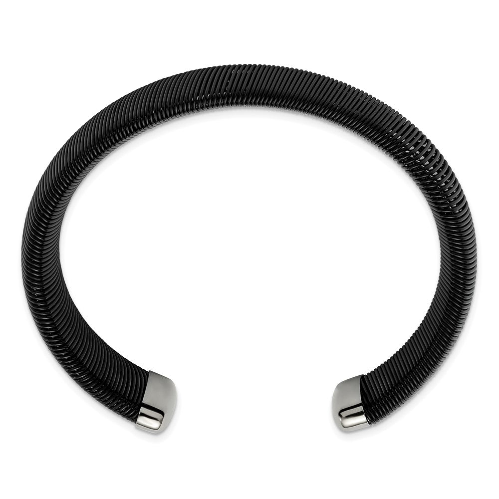 Chisel Stainless Steel Polished Black IP-plated Wire 18mm Cuff Bangle
