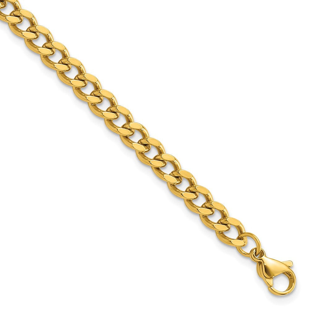 Chisel Stainless Steel Polished Yellow IP-plated 5mm 8.5in  Curb Chain Bracelet