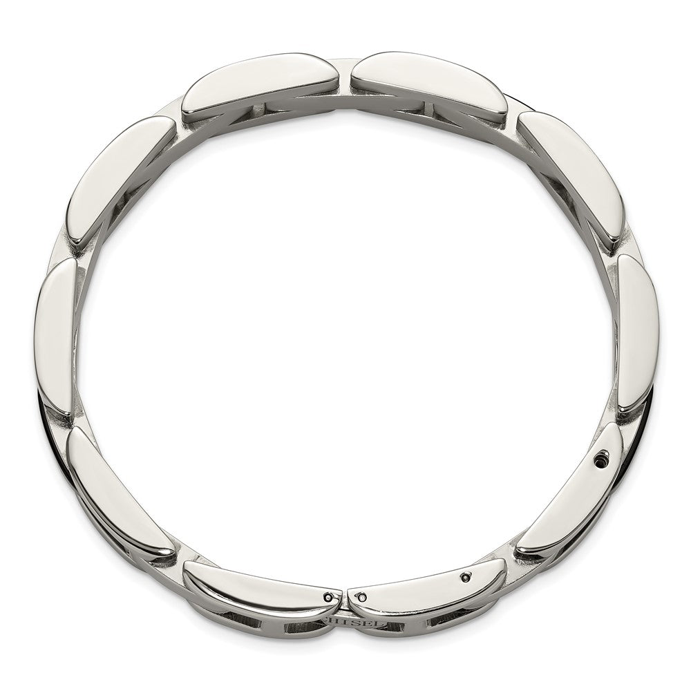 Chisel Stainless Steel Polished with 14K Gold Accent and 1/20ct. Diamond and Onyx 8.25 inch Link Bracelet