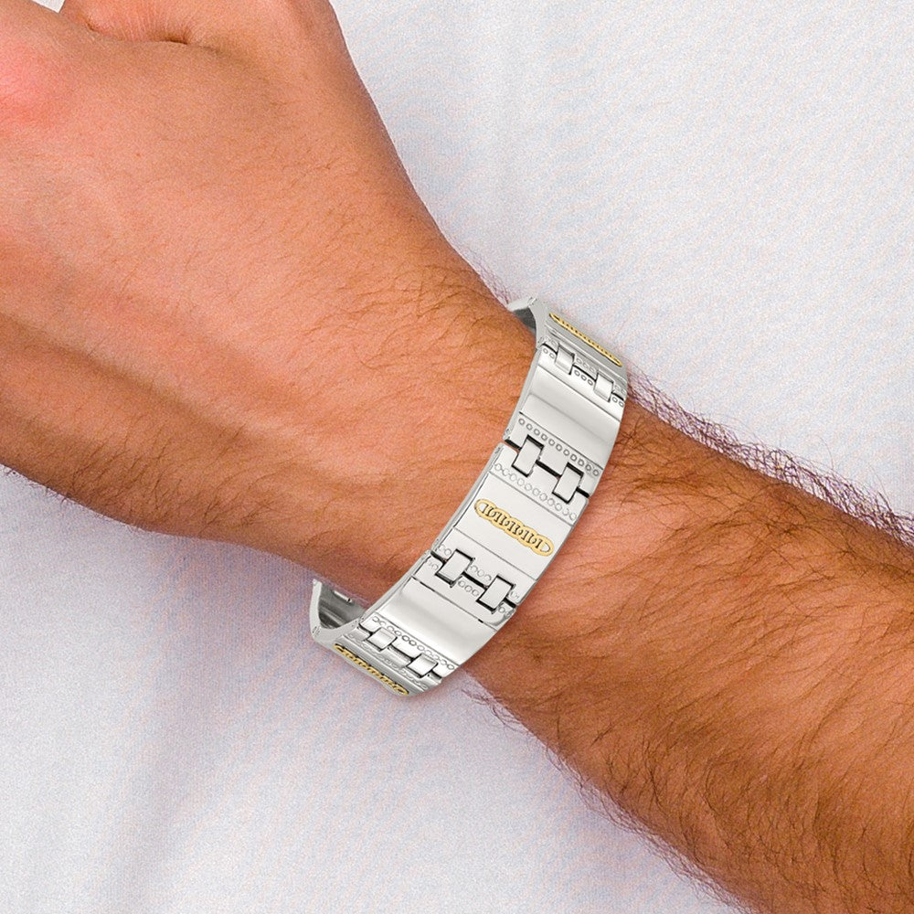Chisel Stainless Steel Polished and Textured with 14K Gold Accent 8.5 inch Link Bracelet