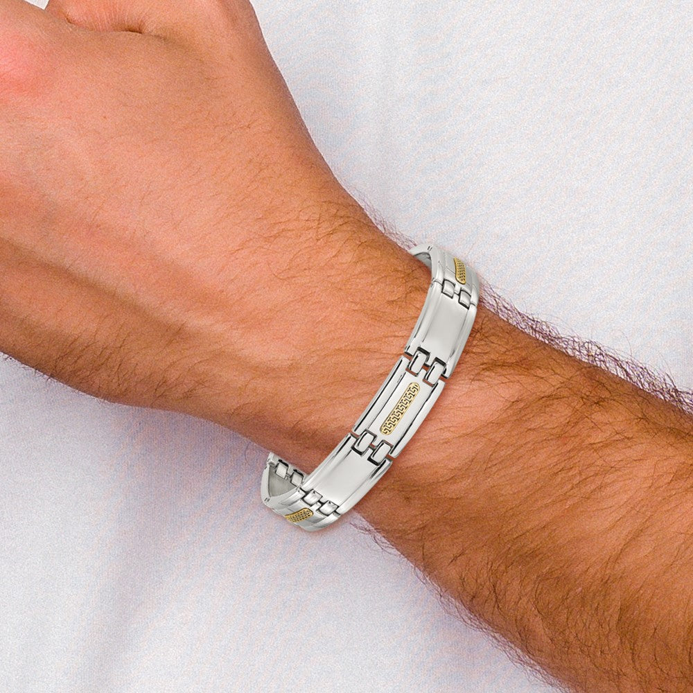 Chisel Stainless Steel Polished with 14K Gold Accent 8.75 inch Link Bracelet