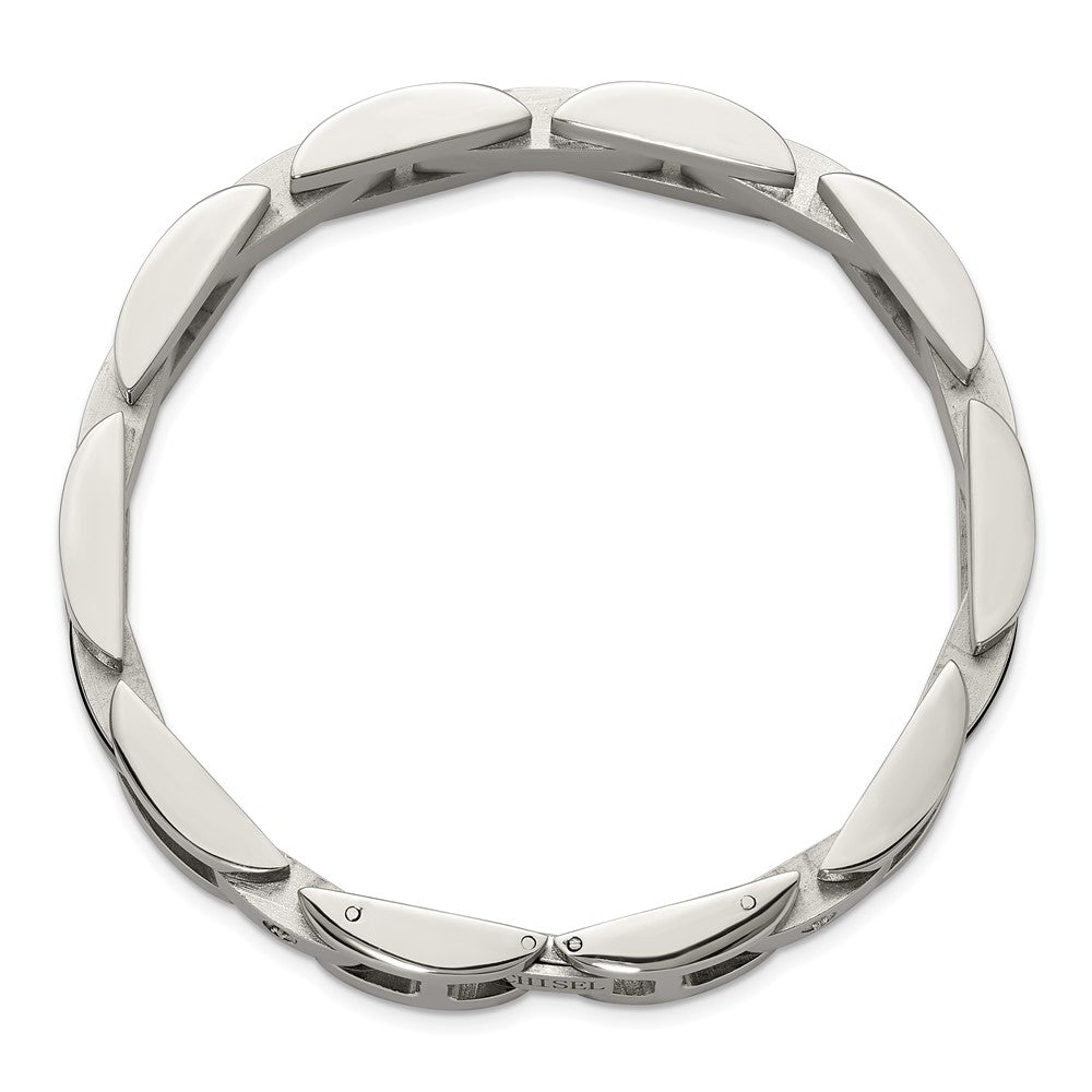 Chisel Stainless Steel Polished with .03ct Diamond and Onyx 8.25 inch Link Bracelet