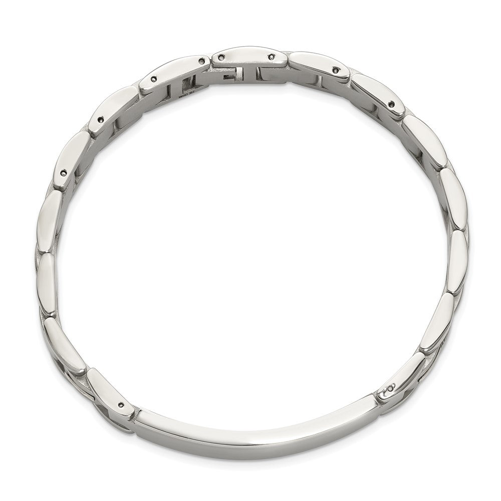 Chisel Stainless Steel Brushed and Polished with Diamond-cut 14K Gold Accent 8.5 inch ID Link Bracelet