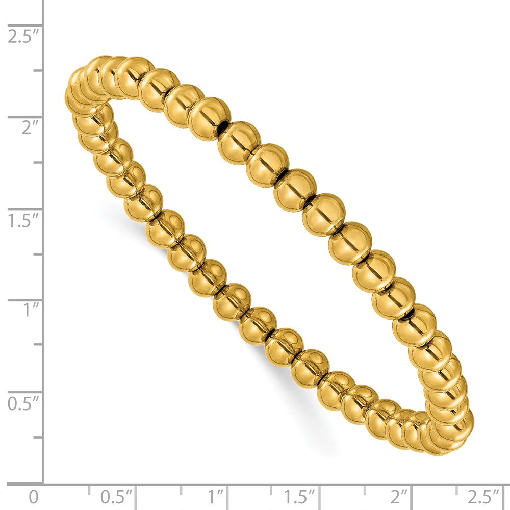 Chisel Stainless Steel Polished Yellow IP-plated 6mm Beaded 8.25 inch Stretch Bracelet