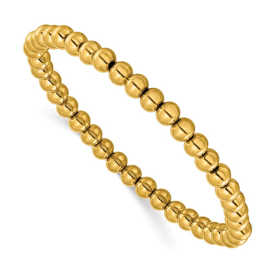 Chisel Stainless Steel Polished Yellow IP-plated 6mm Beaded 8.25 inch Stretch Bracelet