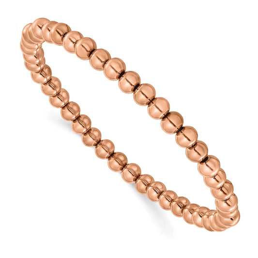 Chisel Stainless Steel Polished Rose IP-plated 6mm Beaded 8.25 inch Stretch Bracelet