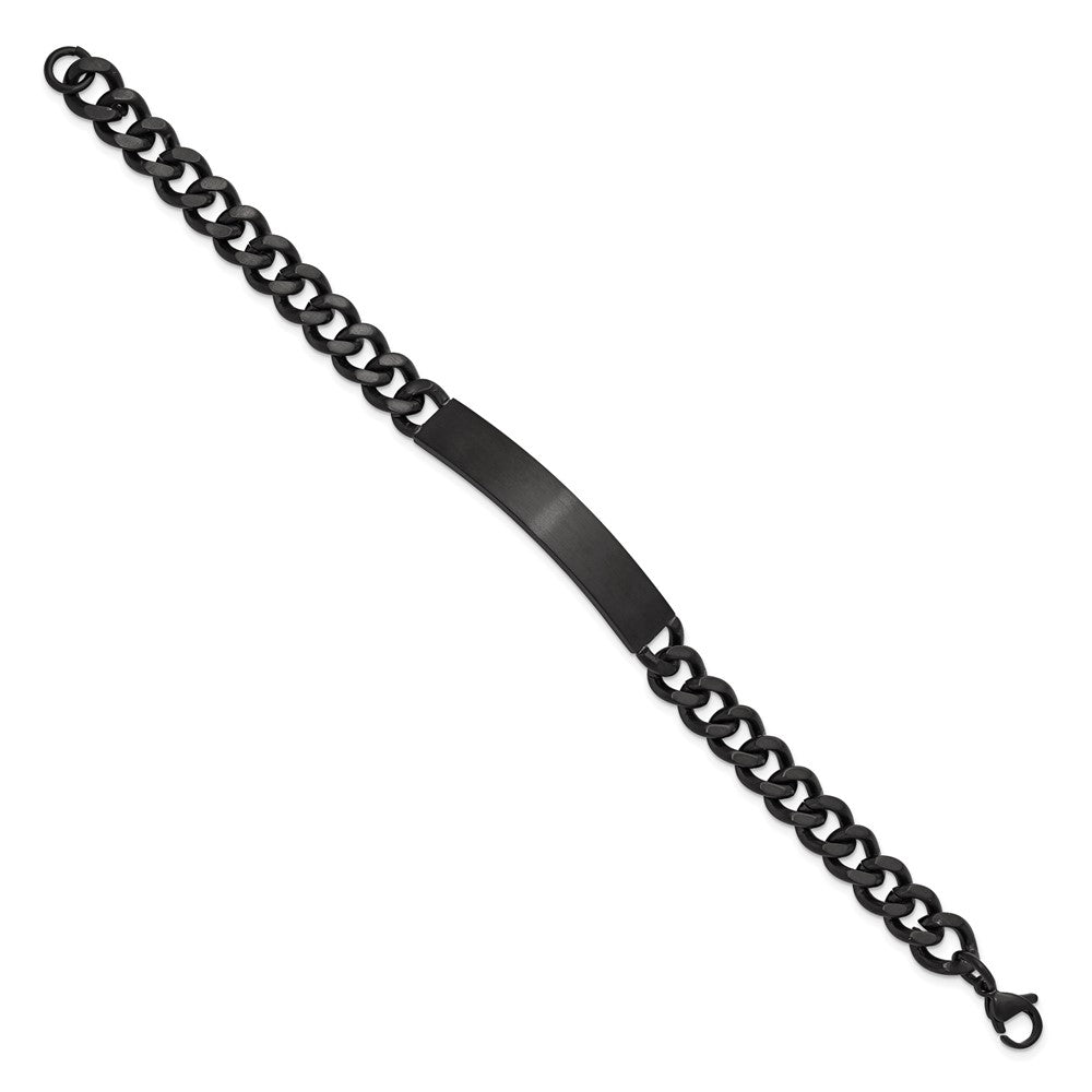 Chisel Stainless Steel Brushed and Polished Black IP-plated Curb Link 8 inch ID Bracelet