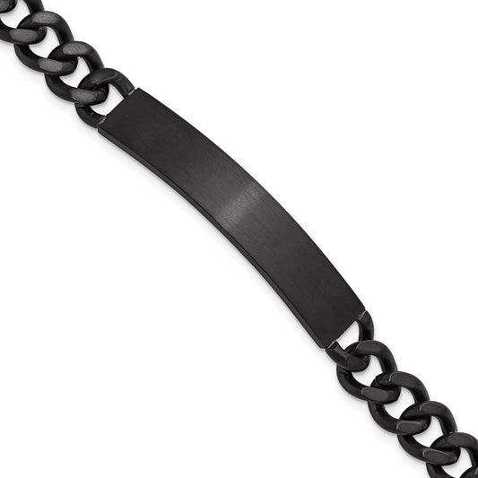 Chisel Stainless Steel Brushed and Polished Black IP-plated Curb Link 8 inch ID Bracelet