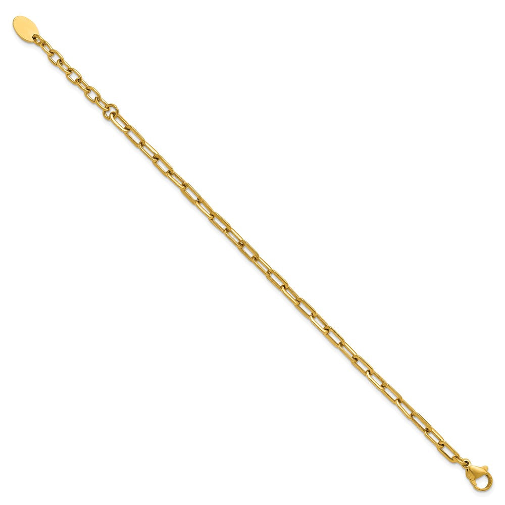 Chisel Stainless Steel Polished Yellow IP-plated 6.5 inch Plus a 1.5 inch Extension Paperclip Chain Link Bracelet