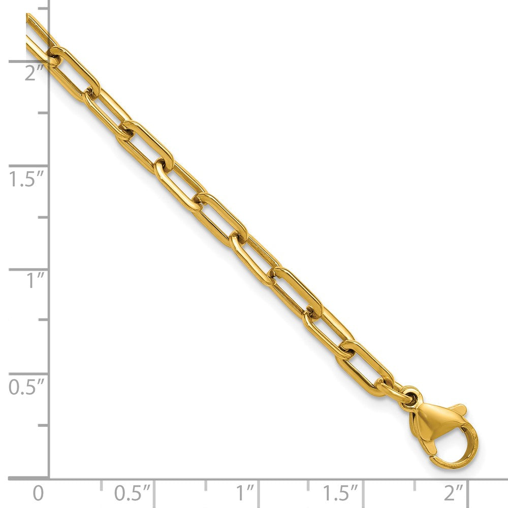 Chisel Stainless Steel Polished Yellow IP-plated 6.5 inch Plus a 1.5 inch Extension Paperclip Chain Link Bracelet
