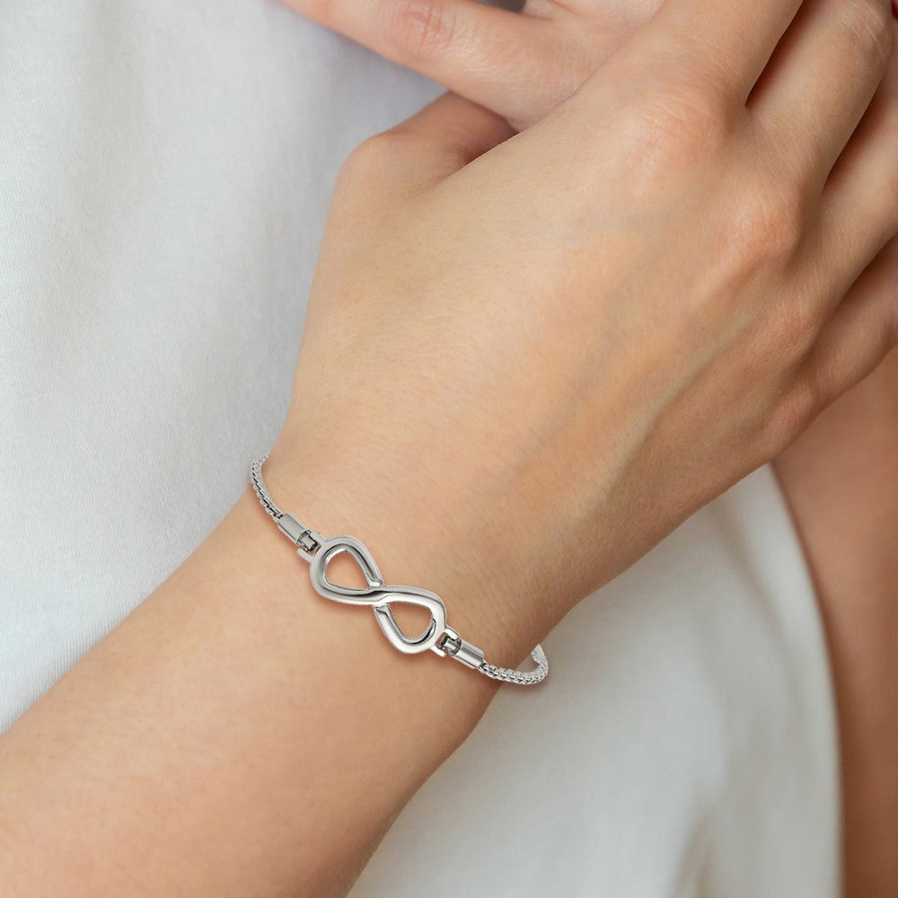 Chisel Stainless Steel Polished Infinity Symbol Adjustable Bolo Bracelet