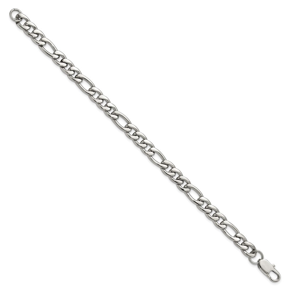 Chisel Stainless Steel Polished 8mm 8 inch Figaro Chain Bracelet
