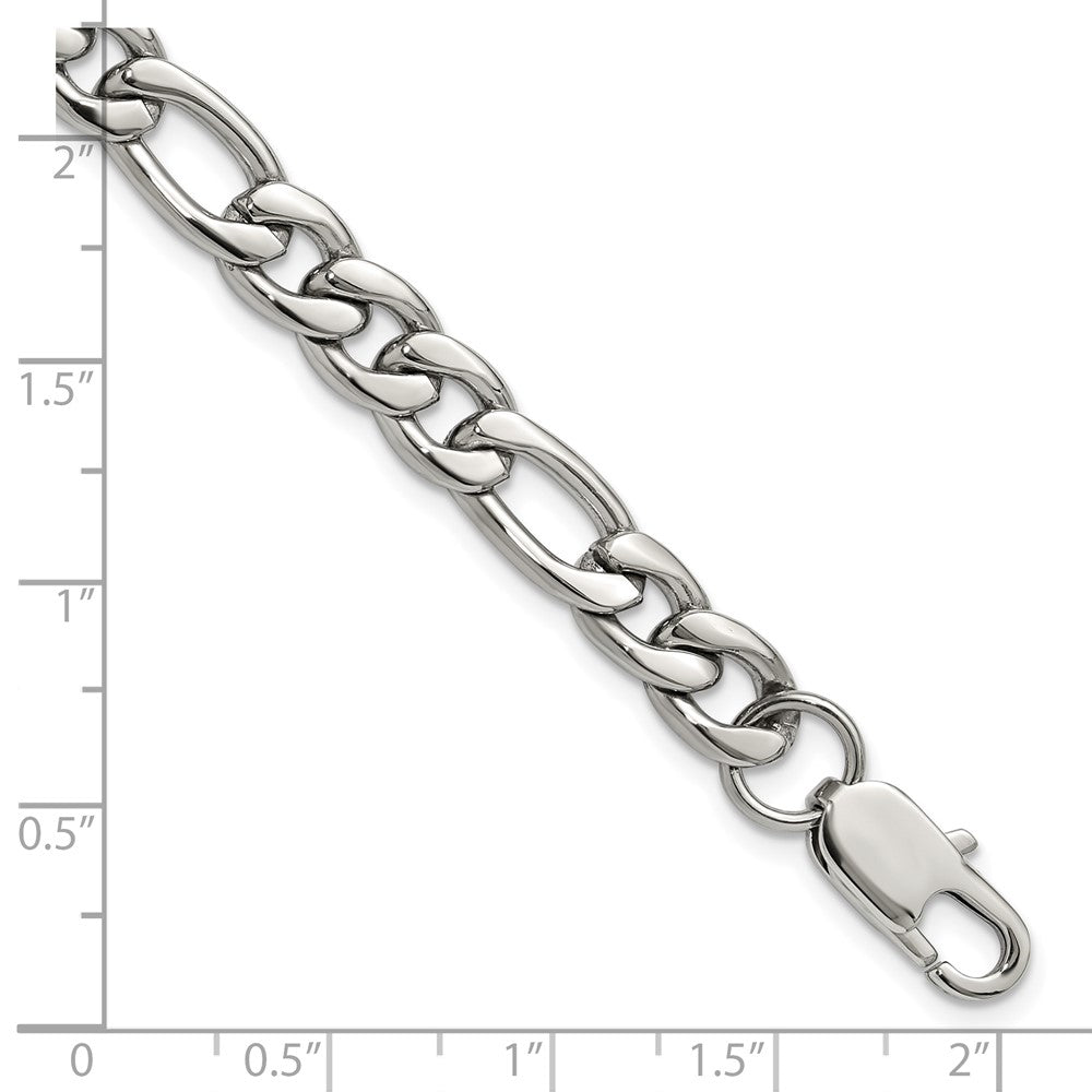 Chisel Stainless Steel Polished 8mm 8 inch Figaro Chain Bracelet