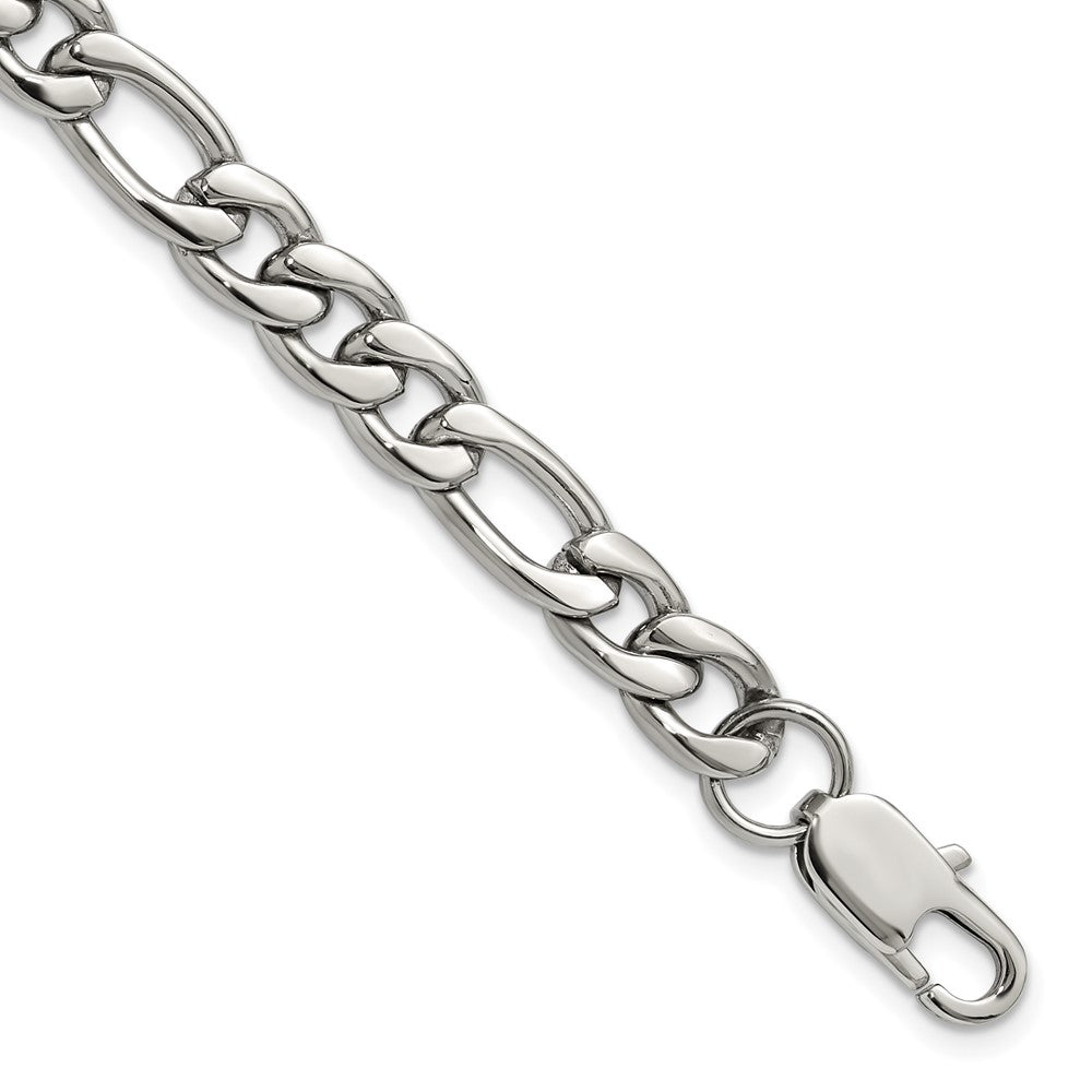 Chisel Stainless Steel Polished 8mm 8 inch Figaro Chain Bracelet