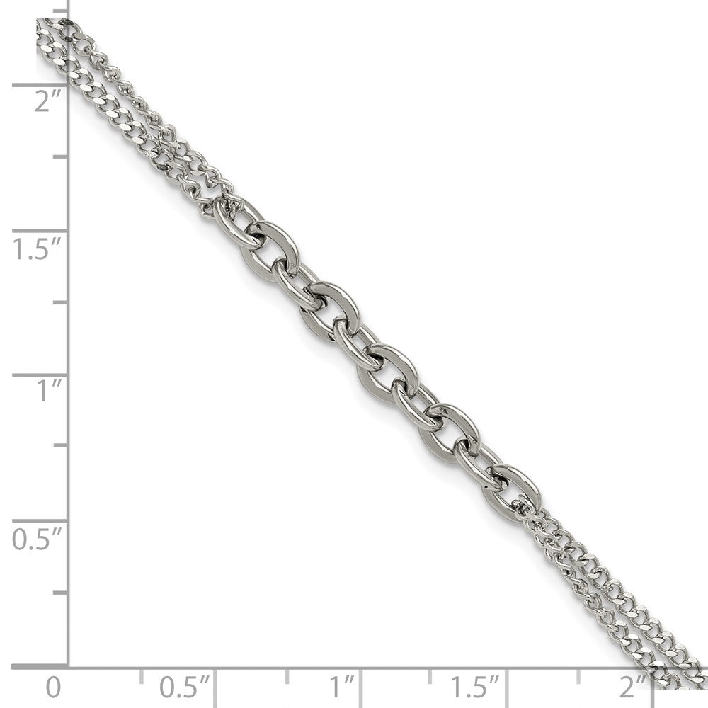 Chisel Stainless Steel Polished Two-Strand 7 inch Plus 1 inch Extension Bracelet