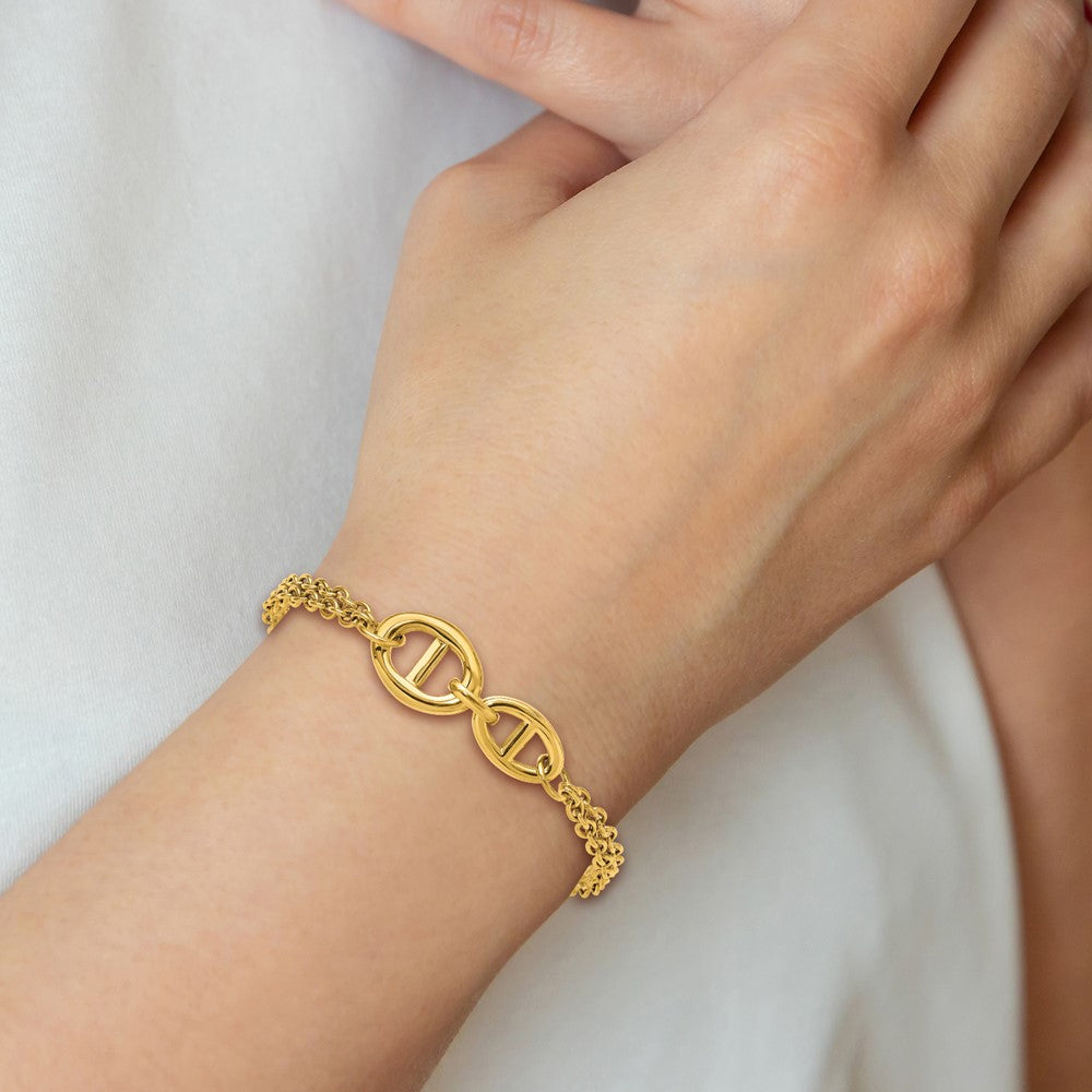 Chisel Stainless Steel Polished Yellow IP-plated Two-Strand 7 inch Plus a 1.25 inch Extension Bracelet
