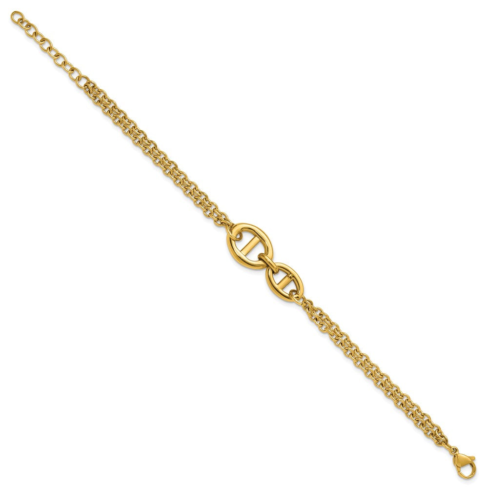 Chisel Stainless Steel Polished Yellow IP-plated Two-Strand 7 inch Plus a 1.25 inch Extension Bracelet