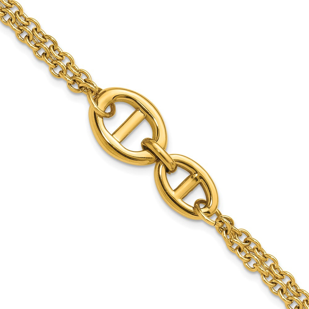 Chisel Stainless Steel Polished Yellow IP-plated Two-Strand 7 inch Plus a 1.25 inch Extension Bracelet