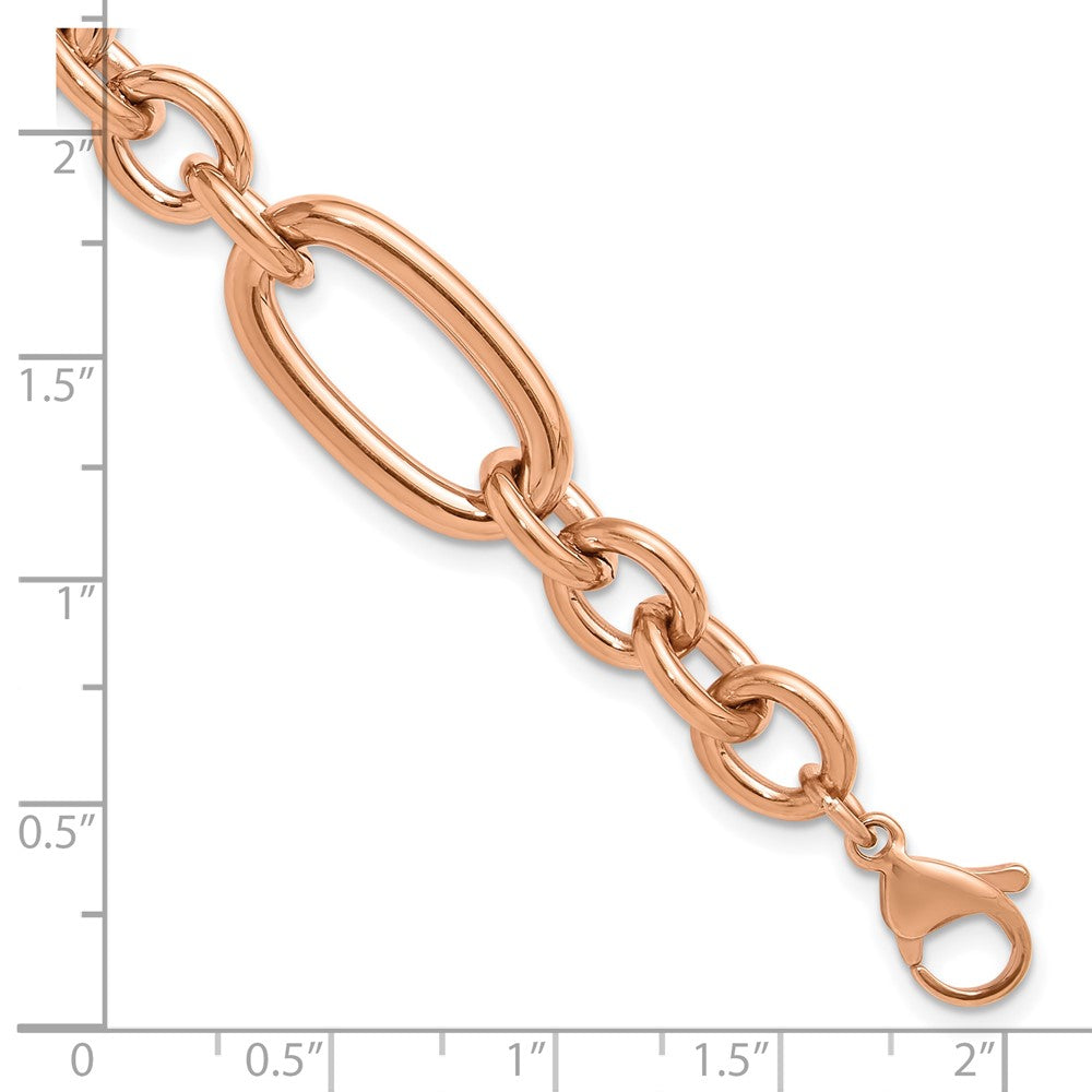 Chisel Stainless Steel Polished Rose IP-plated Open Link 7 inch Plus a 1.25 inch Extension Bracelet