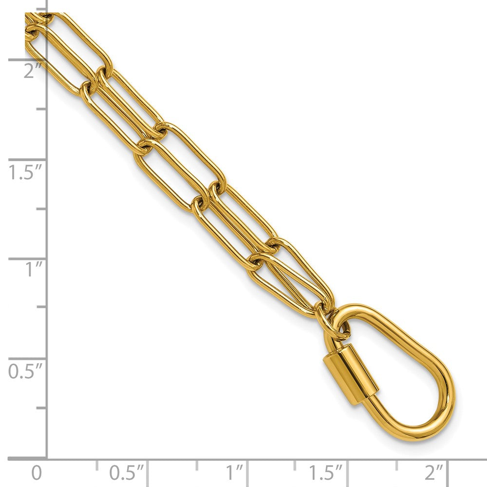Chisel Stainless Steel Polished Yellow IP-plated Two-Strand 8 inch Paperclip Link Bracelet