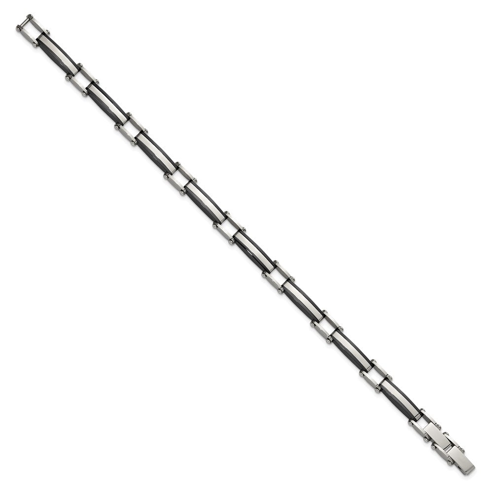 Chisel Stainless Steel Polished Black IP-plated 8 inch Plus a .5 inch Extension Link Bracelet