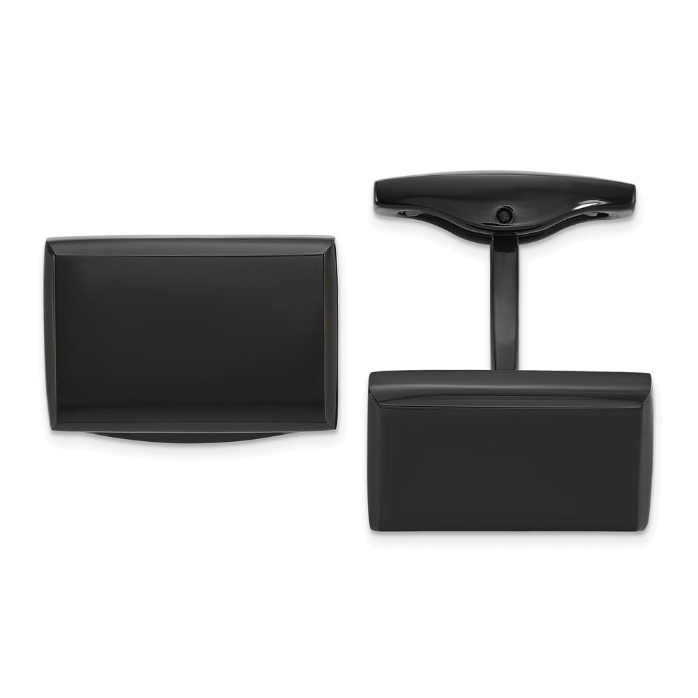 Chisel Stainless Steel Polished Black IP-plated Rectangle Cuff Links