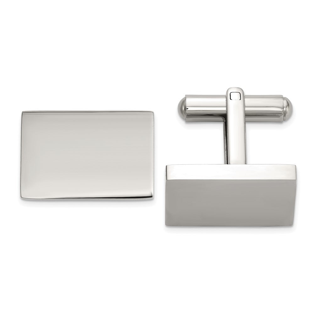 Chisel Stainless Steel Polished Rectangle Cuff Links