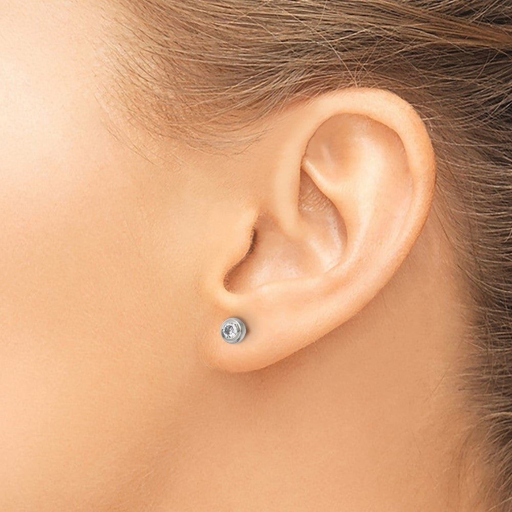 Chisel Stainless Steel Polished 3mm Bezel CZ Stud Post Earrings